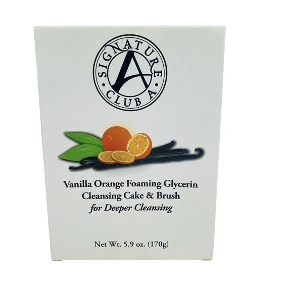 Signature Club A Vanilla Orange Foaming Glycerin Cleansing Cake & Brush 5.9 oz - Picture 2 of 9